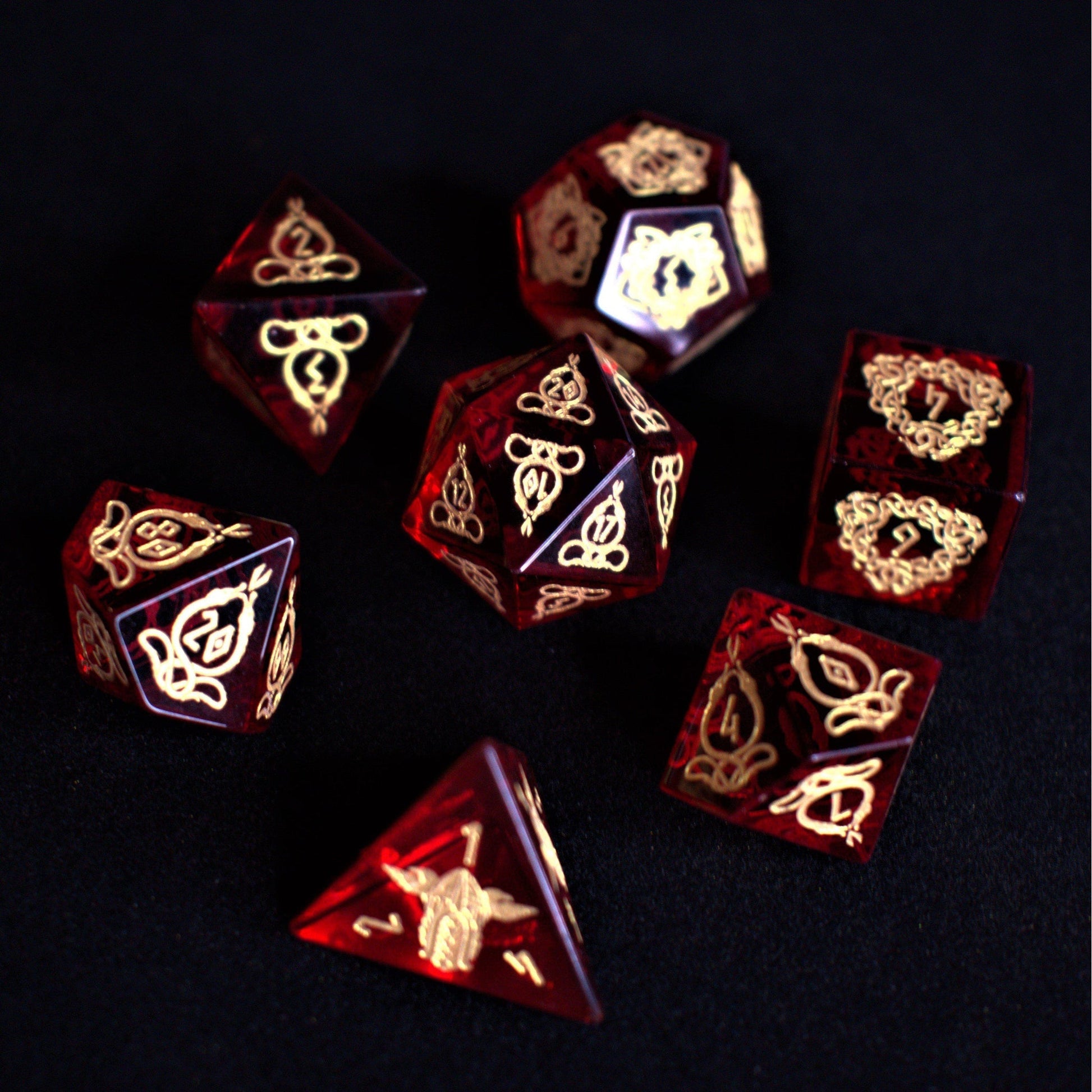 Serpent of Midgard Red Glass Dice Set