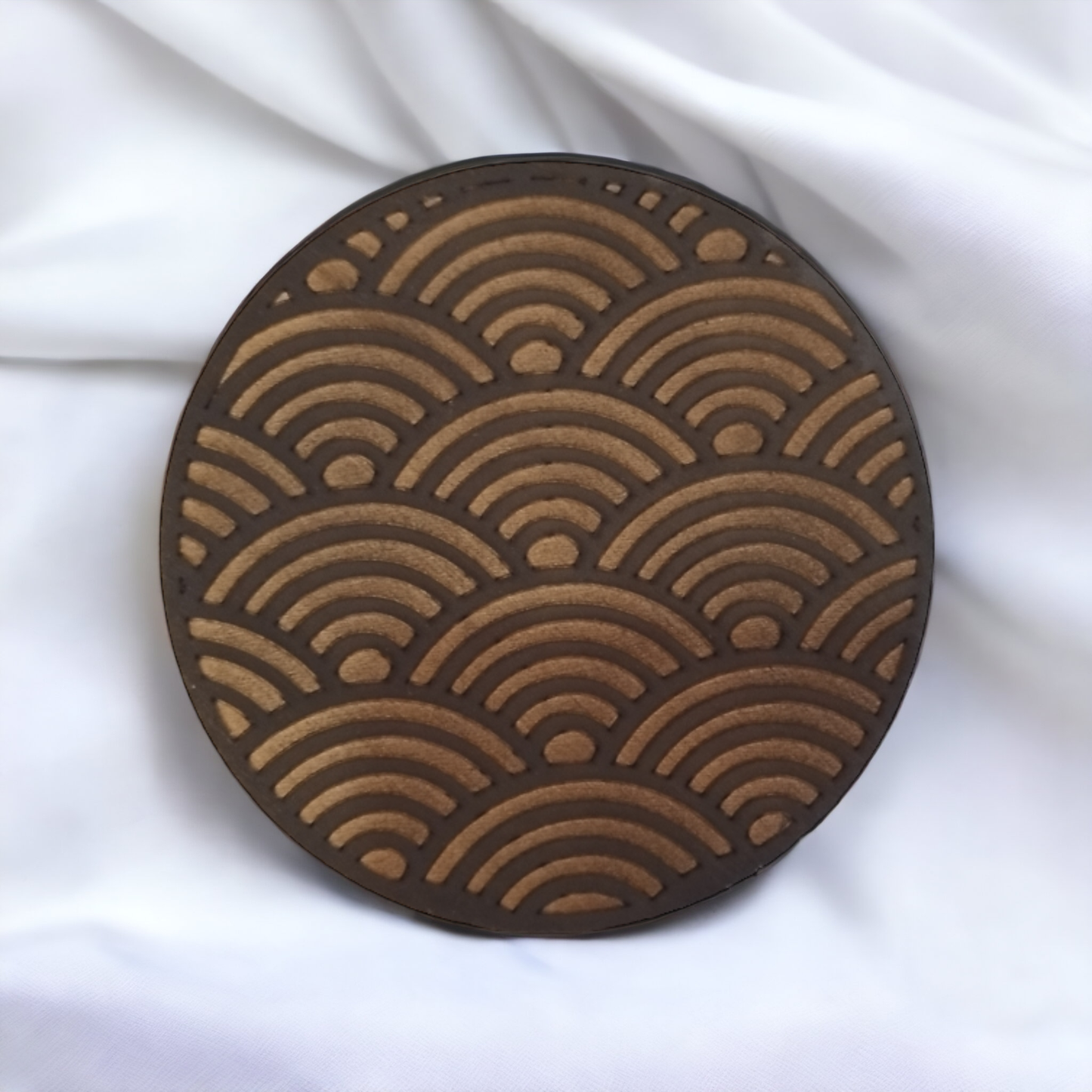 Set of 4 Black Geometric Wooden Coasters - Handmade Gift - Housewarming - Wood Kitchenware