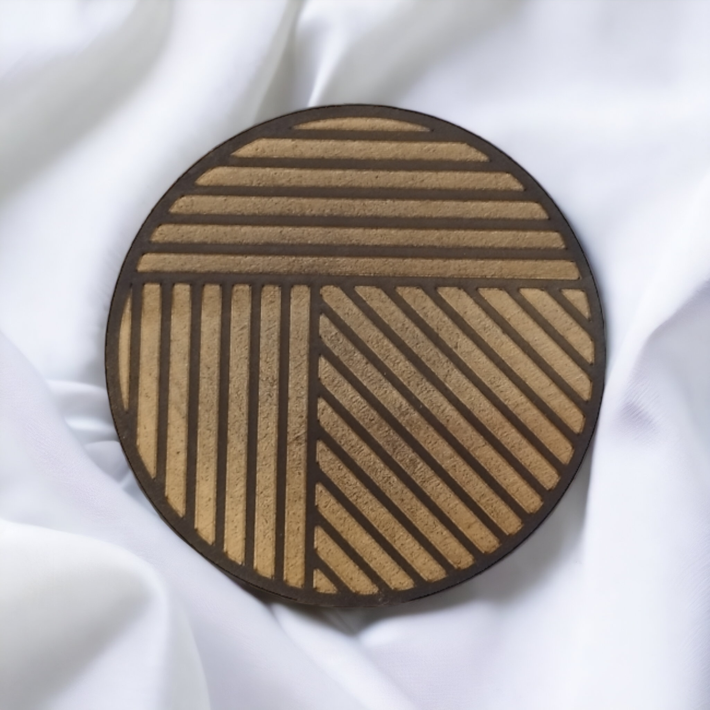 Set of 4 Black Geometric Wooden Coasters - Handmade Gift - Housewarming - Wood Kitchenware