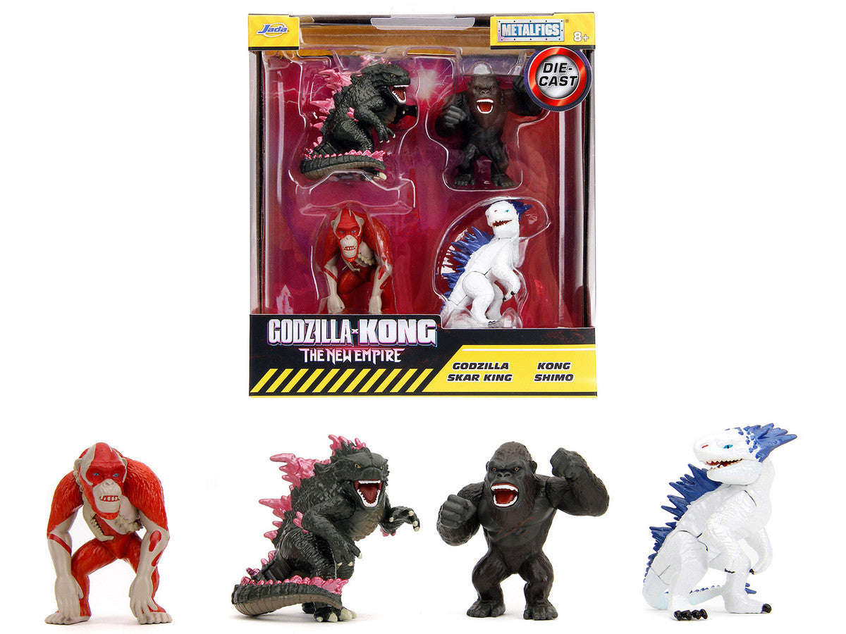 Set of 4 Diecast Figures "Godzilla x Kong: The New Empire" (2024) Movie "Metalfigs" Series Diecast Models by Jada