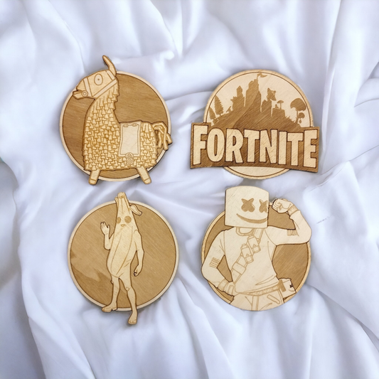 Set of 4 Fortnite Wooden Coasters - Handmade Gift - Housewarming - Wood Kitchenware