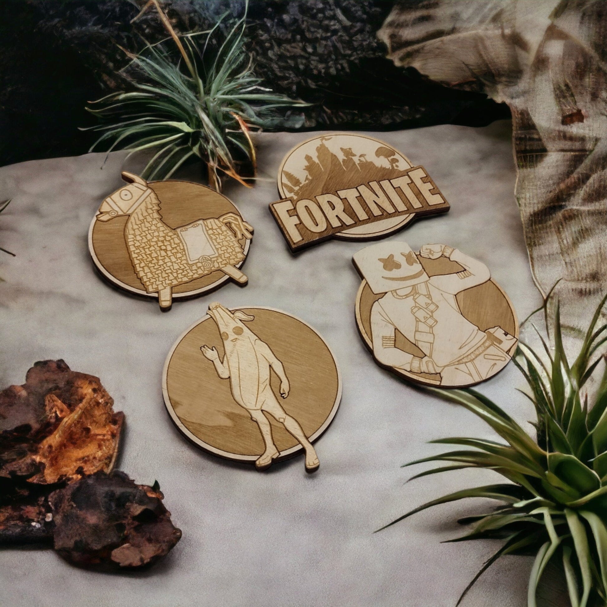 Set of 4 Fortnite Wooden Coasters - Handmade Gift - Housewarming - Wood Kitchenware