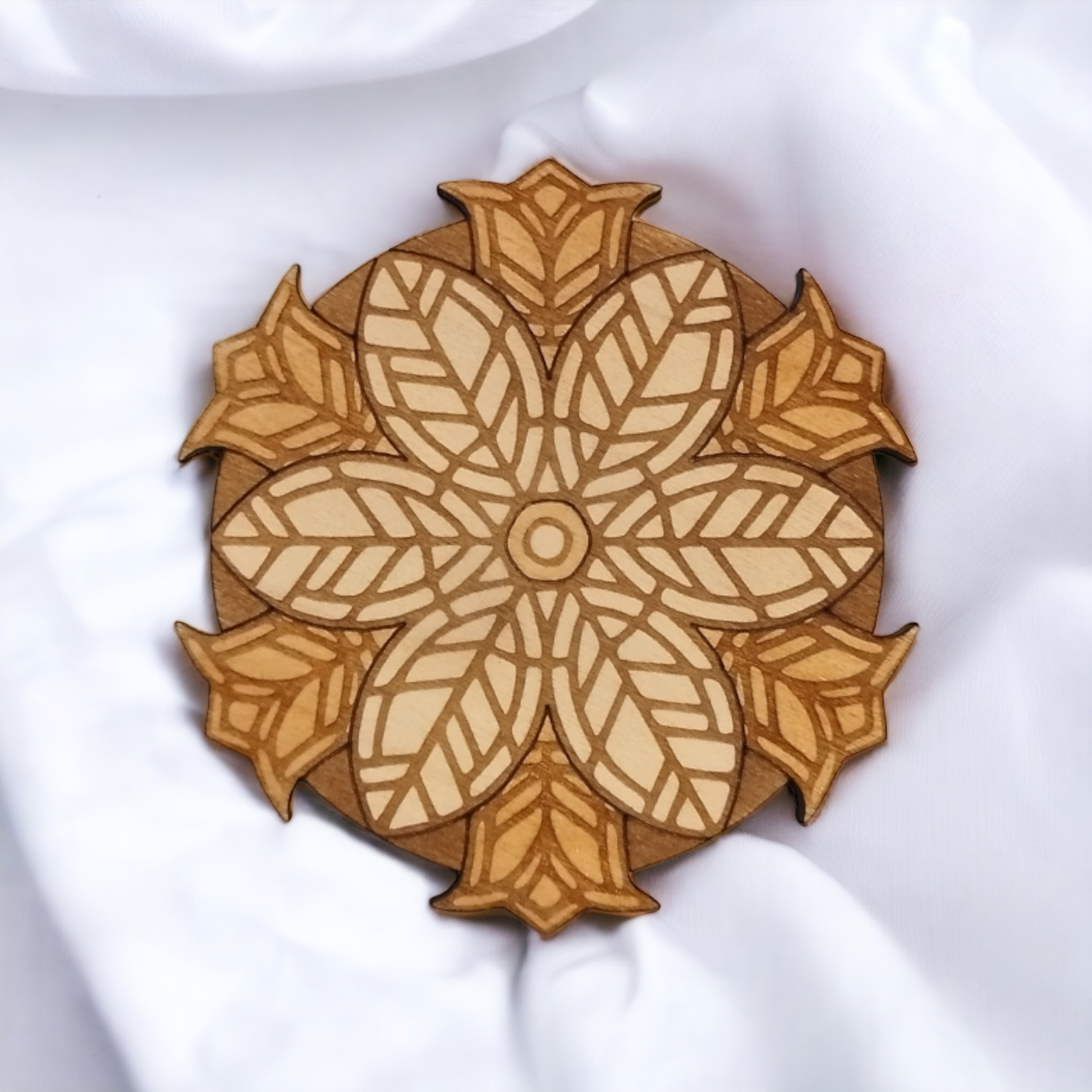 Set of 4 Mandala Wooden Coasters - Handmade Gift - Housewarming - Wood Kitchenware