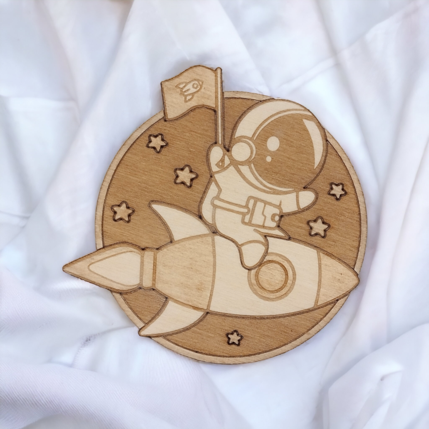 Set of 6 Astronauts Wooden Coasters - Handmade Gift - Housewarming - Wood Kitchenware