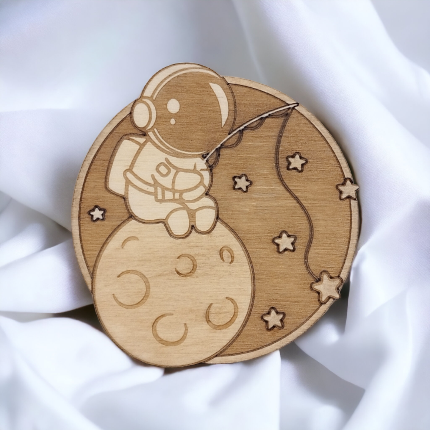 Set of 6 Astronauts Wooden Coasters - Handmade Gift - Housewarming - Wood Kitchenware