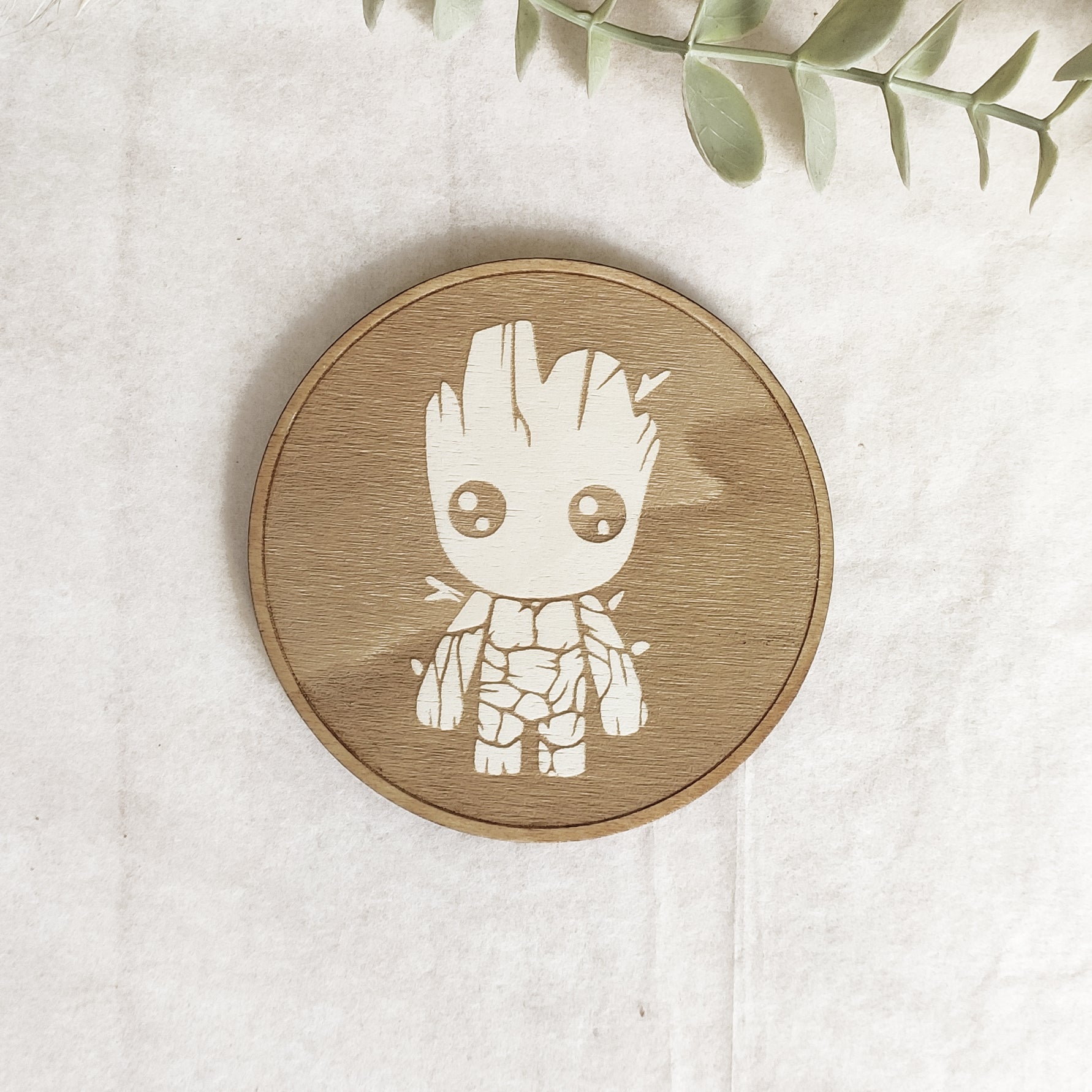 Set of 6 Baby Groot Wooden Coasters - Handmade Gift - Housewarming - Wood Kitchenware - Guardians of The Galaxy