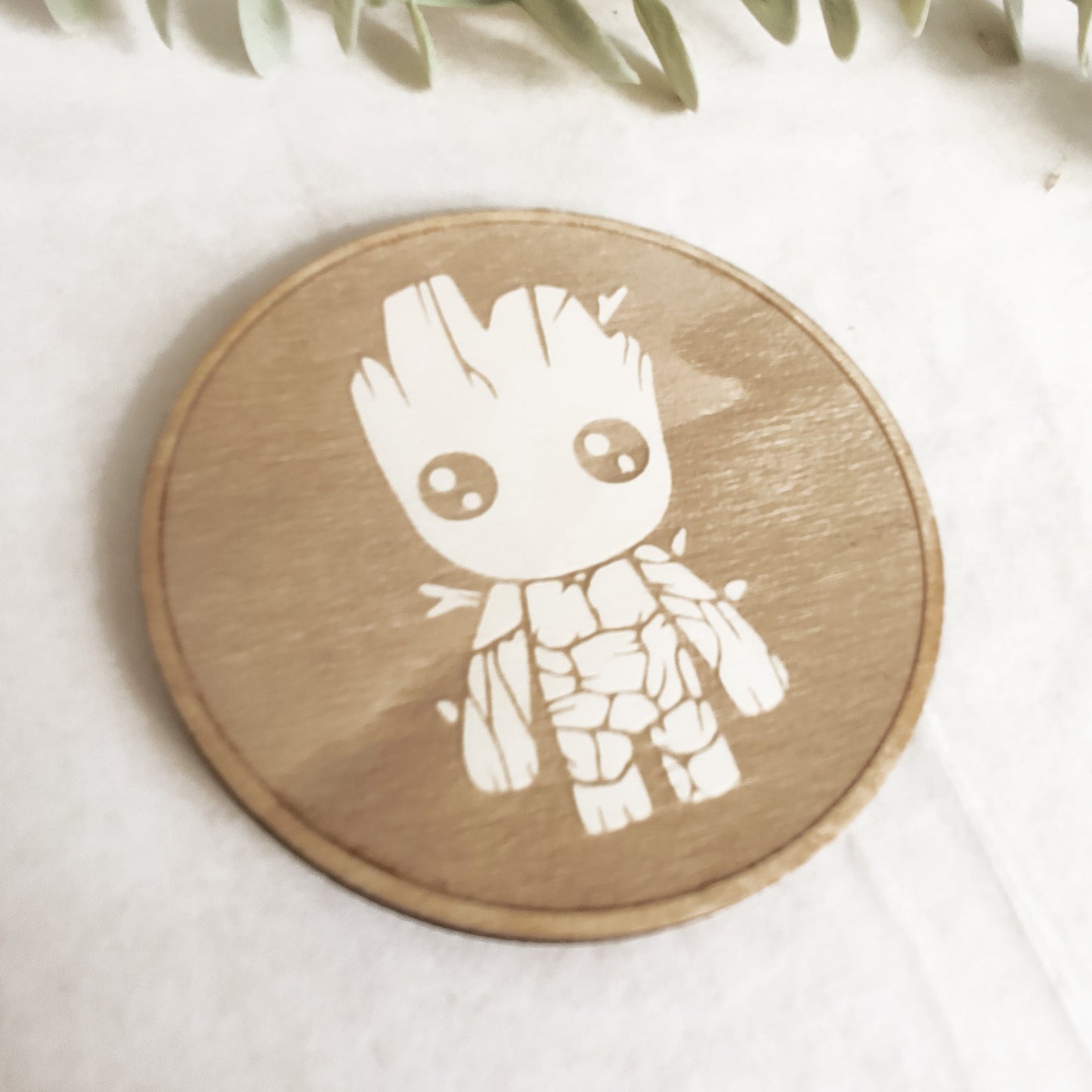 Set of 6 Baby Groot Wooden Coasters - Handmade Gift - Housewarming - Wood Kitchenware - Guardians of The Galaxy