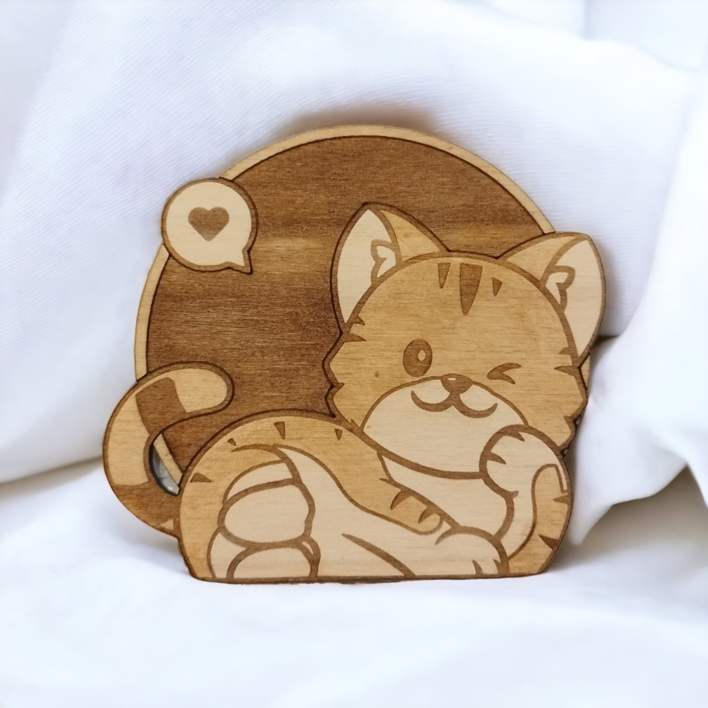 Set of 6 Cat Collection Wooden Coasters - Handmade Gift - Housewarming - Wood Kitchenware