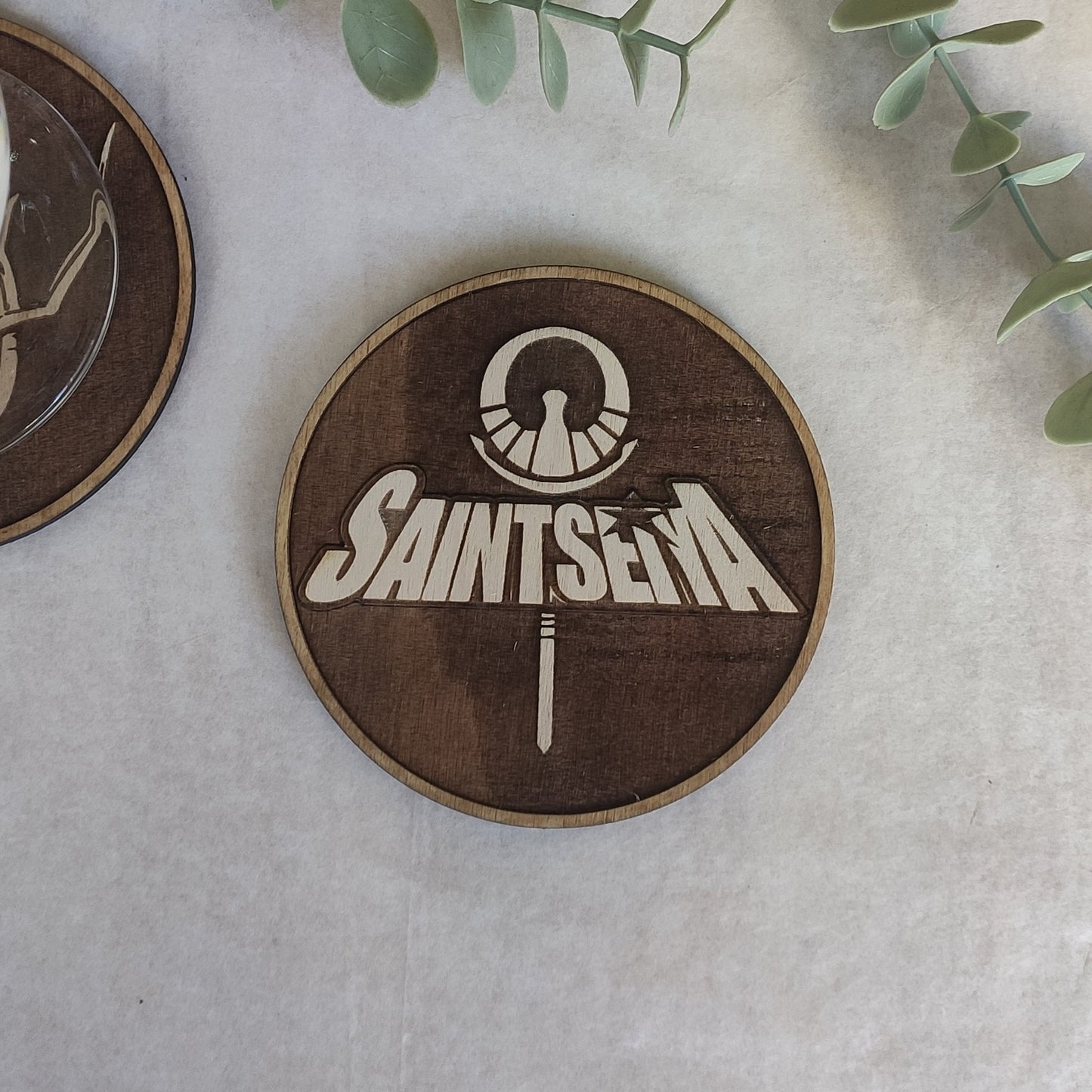 Set of 6 Saint Seiya Wooden Coasters - Handmade Gift - Housewarming - Wood Kitchenware