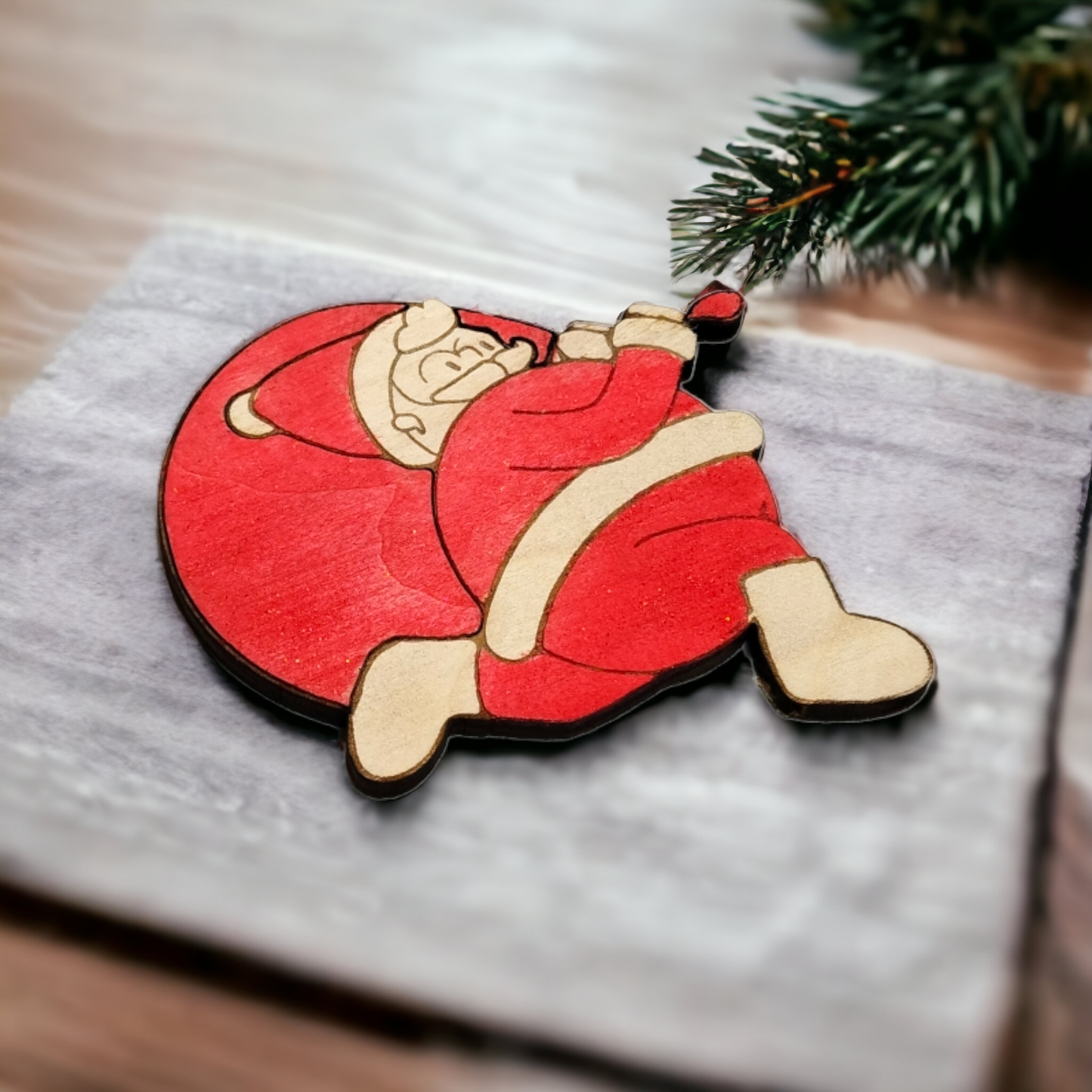 Set of 6 Santa Claus Wooden Coasters - Handmade Gift - Christmas Decor - Wood Kitchenware