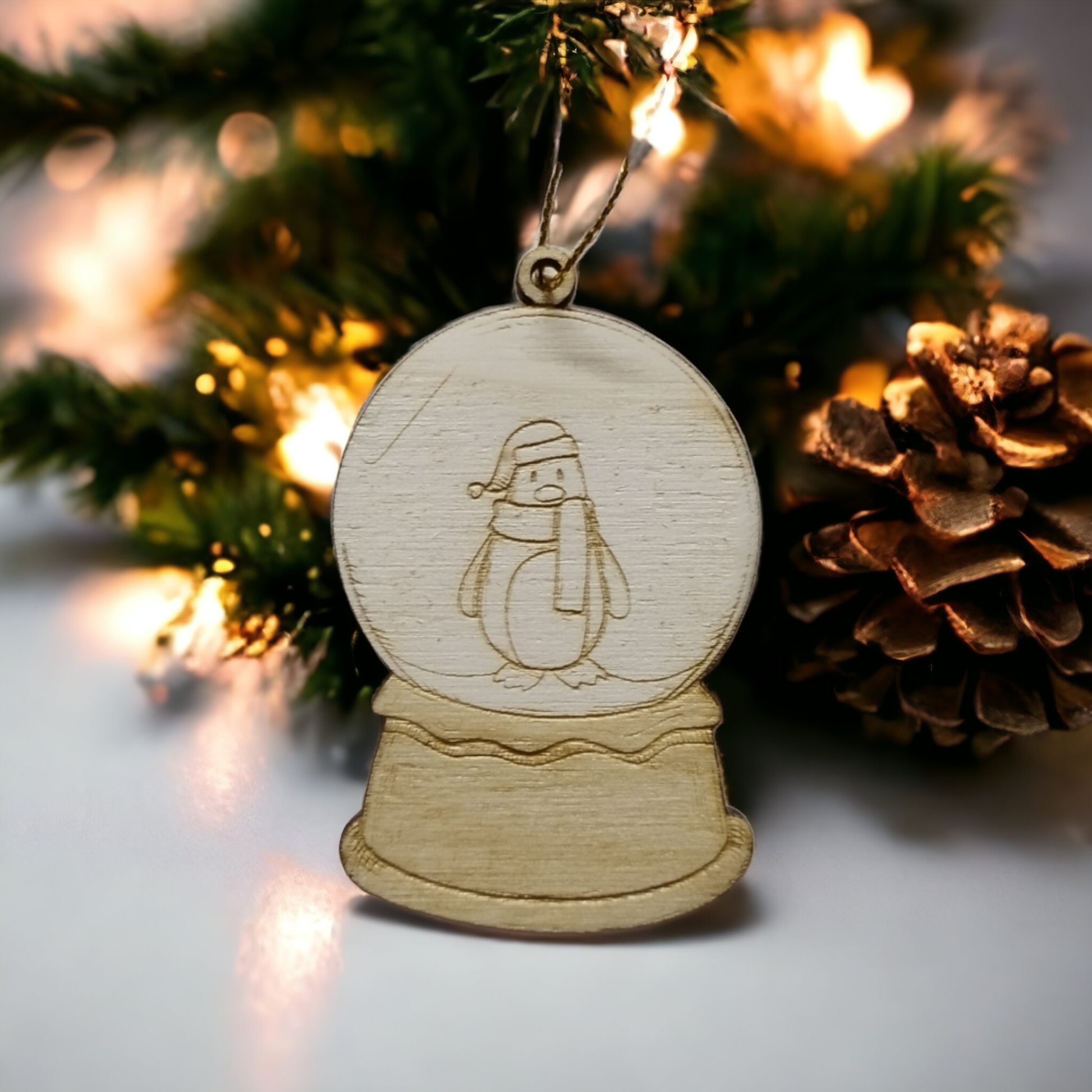 Set of 6 Snow Globes Ornaments Wooden Coasters - Handmade Gift - Housewarming - Wood Kitchenware