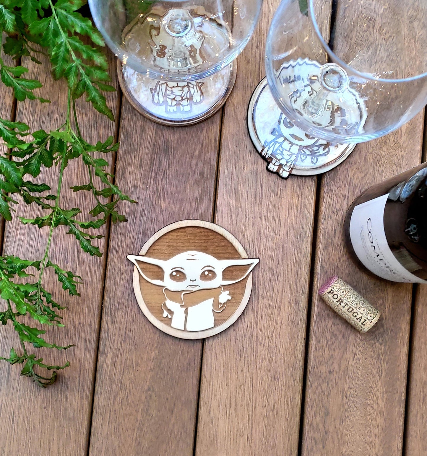 Set of 6 Star Wars Wooden Coasters - Handmade Gift - Housewarming - Wood Kitchenware - Baby Yoda