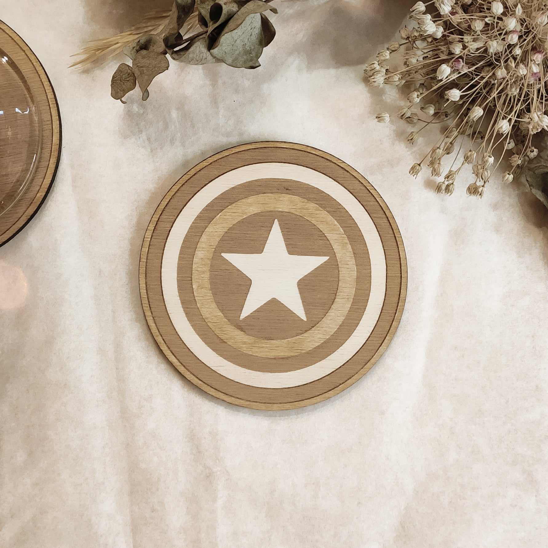 Set of 6 Superheroes Wooden Coasters - Handmade Gift - Housewarming - Wood Kitchenware