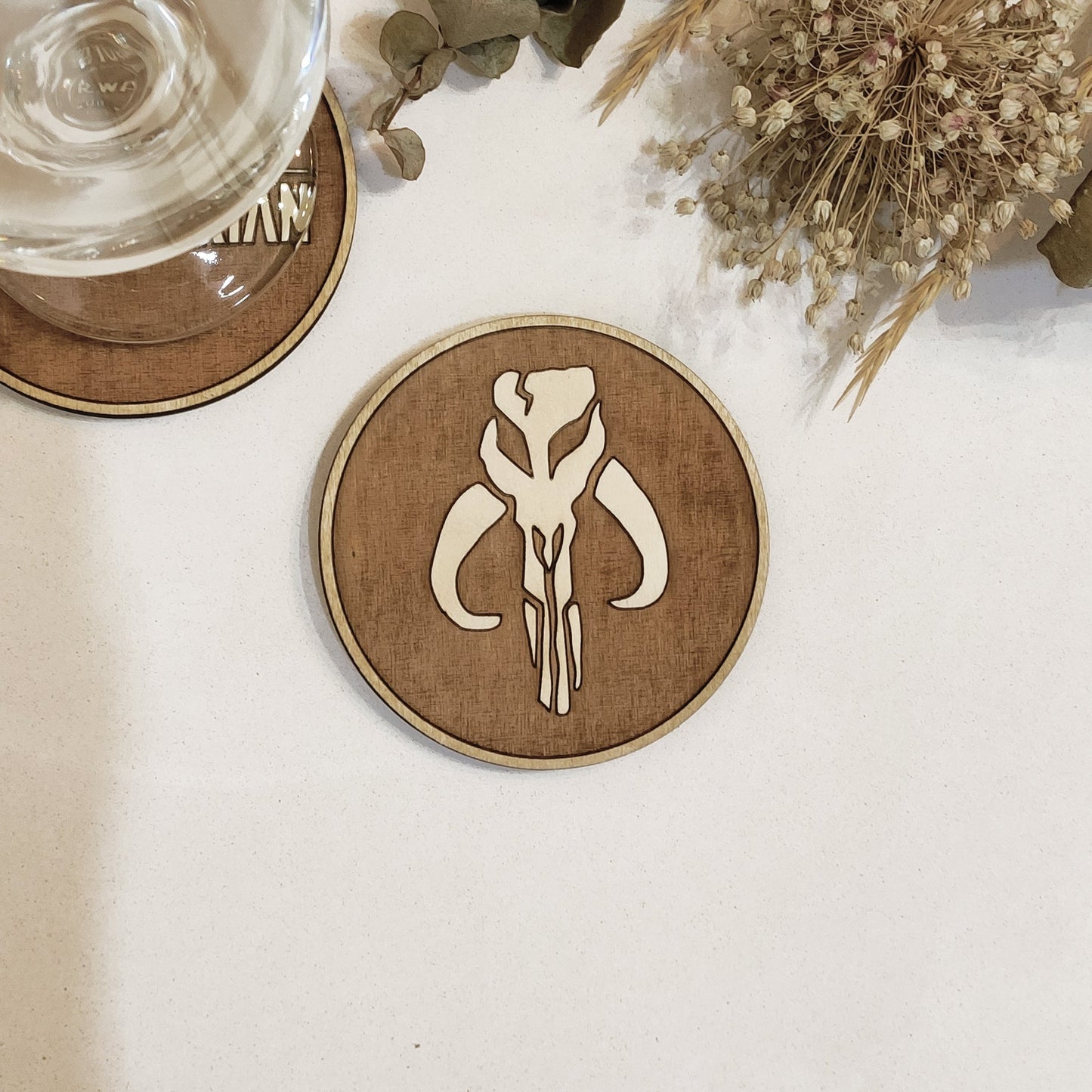 Set of 6 The Mandalorian Wooden Coasters - Handmade Gift - Housewarming - Wood Kitchenware