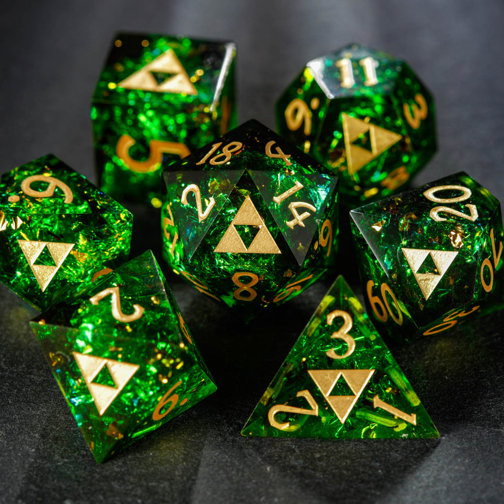 Set of 7 Zelda triforce dice