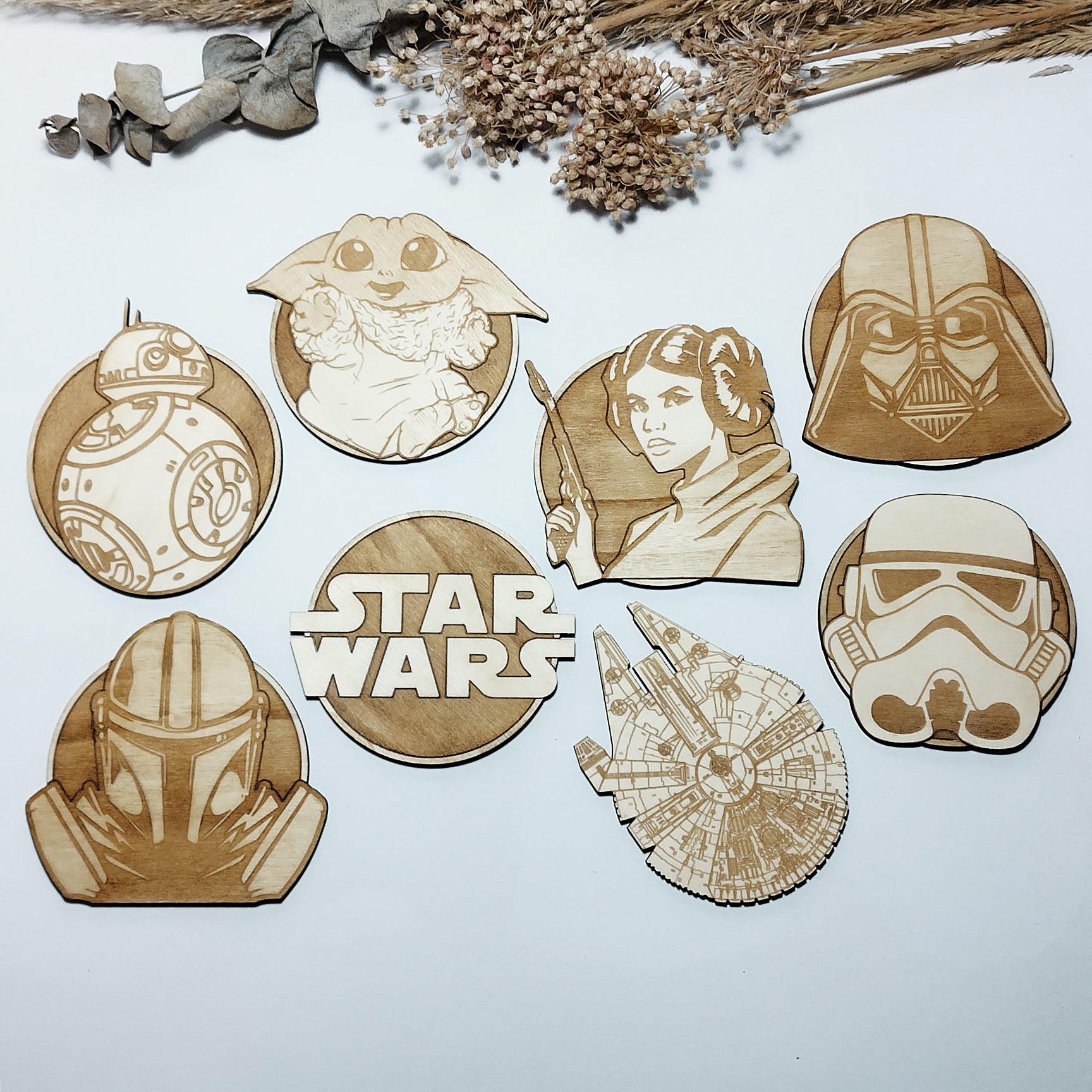 Set of 8 Star Wars Wooden Coasters - Handmade Gift - Housewarming - Wood Kitchenware