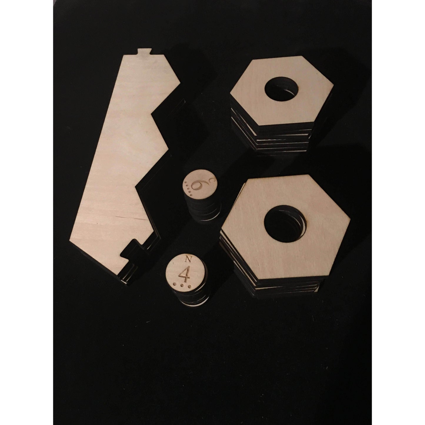 Catan Compatible Blank Game Board Set with Laser Etched Number Tokens and Border Pieces - 