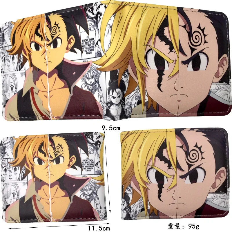 Seven Deadly Sins Nanatsu No Taizai Meliodas PU Leather Bifold Short Wallet Ziper Coin Purse