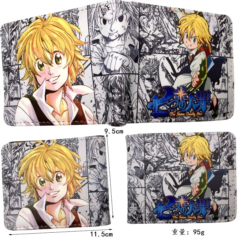 Seven Deadly Sins Nanatsu No Taizai Meliodas PU Leather Bifold Short Wallet Ziper Coin Purse