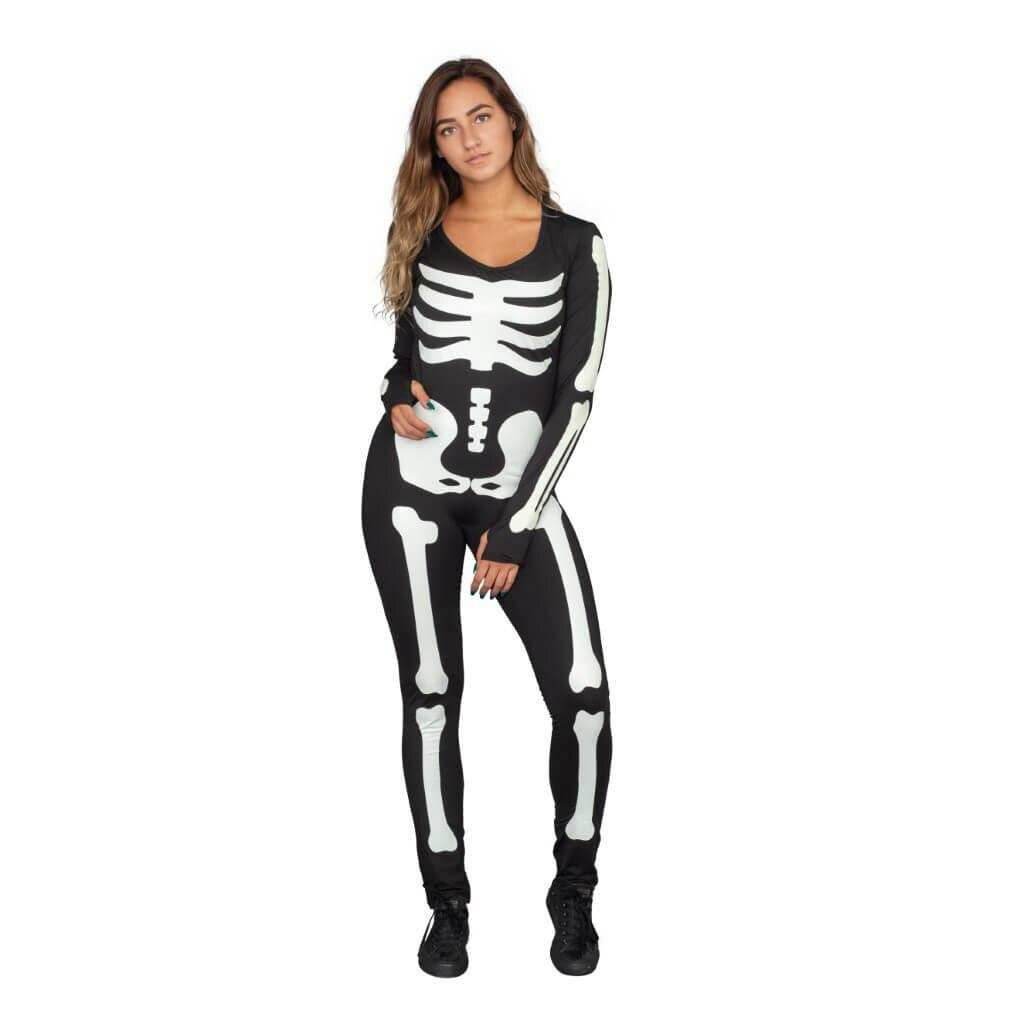 Lady Skeleton Body Suit Spandex Costume - S