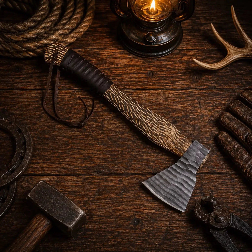20” HAMMERED HAND FORGED CARBON STEEL HANDMADE HUNTING VIKING TOMAHAWK HATCHET AXE
