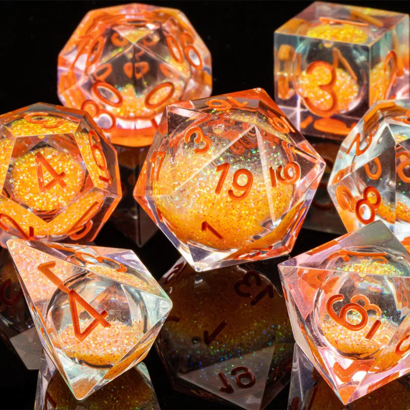 Sharp Edge Dice Dungeons and Dragons liquid core Dice , Resin sharp edge dice set dnd, D20 d&d dice , Galaxy Dice set