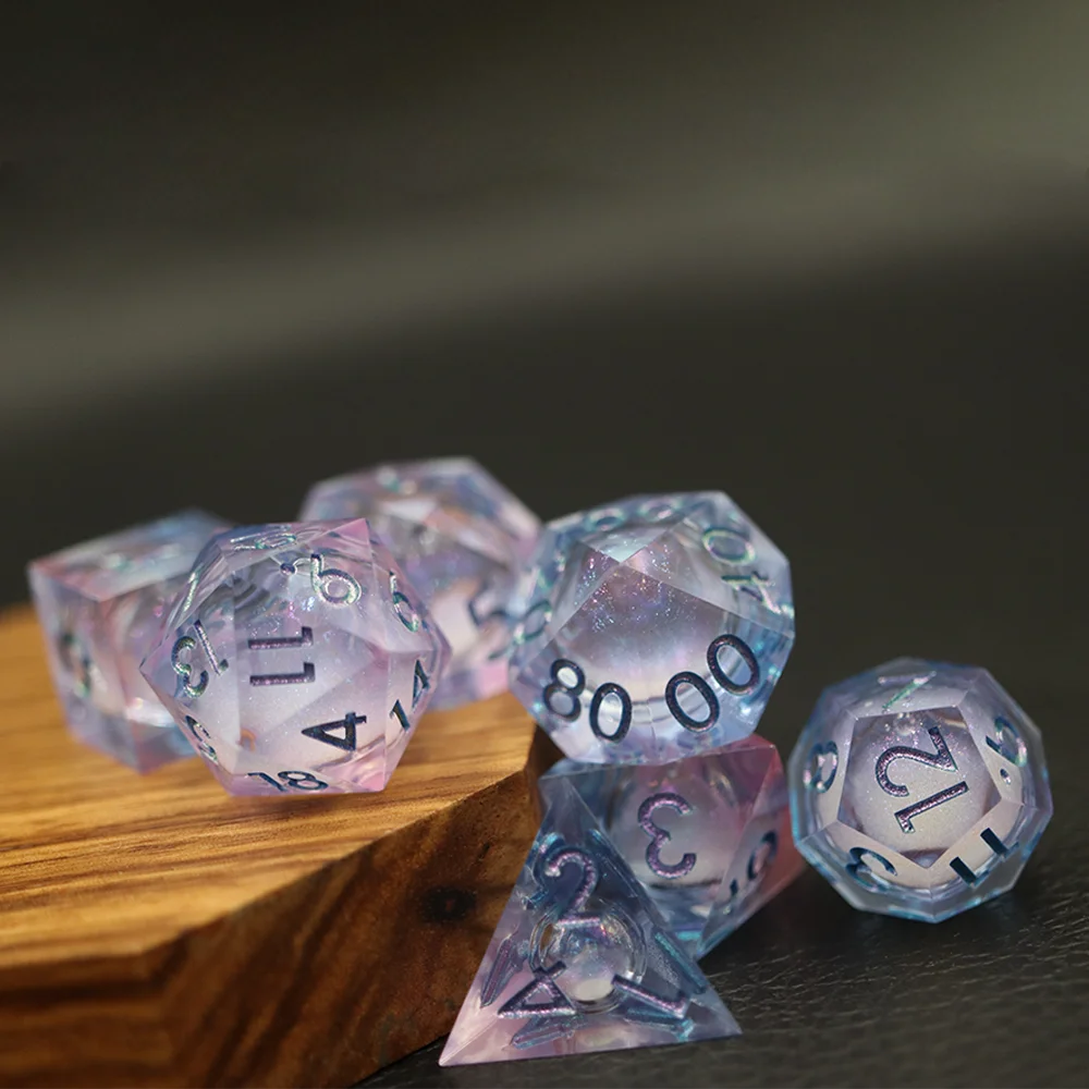 Sharp Edge Liquid Core Dice Set, DND RPG Polyhedral, 7Pcs Set