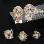 Sharp-edged plum blossom resin DND dice set + gold numbers