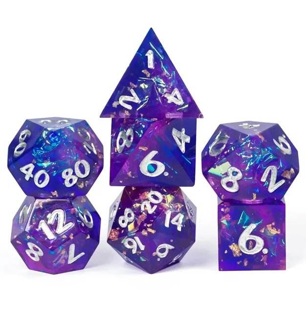 Sharp Resin Handmade Dice Set - Magical Burst