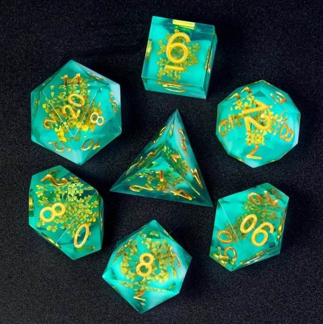 Sharp Resin Handmade Dice Set - Life Burst