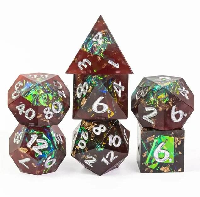 Sharp Resin Handmade Dice Set - Fire Burst