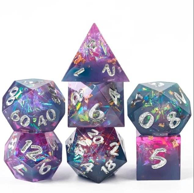 Sharp Resin Handmade Dice Set - Arcane Burst