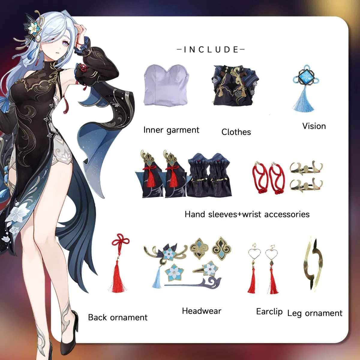 Shenhe Cosplay Costume - Costume Wig / XS / Genshin Impact