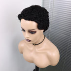 Short Curly Hair Wigs Pixie Cut Brazilian Human Hair For Black Women Natural Black 150% Density Glueless Afro Kinky Curly Human Hair Wig For Black Women Gifts for Girlfriends