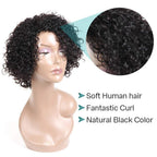 Short Kinky Curly Human Hair Wig Afro Short Wigs Pixie Cut Wig Human Hair No Lace Front Natural Brazilian Hair Pixie Wigs For For Black Women Gifts for Girlfriends