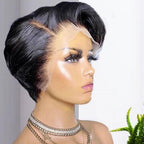 Short Pixie Cut Wig Transparent Lace Human Hair Wigs For Women Straight Frontal Wig Side Part Bob Wig Short Lace Part Wigs For Black Women Gifts for Girlfriends