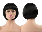 Short Straight Synthetic Blonde Pink Red Black Brown Blue 10" Bob Wigs with Bangs for Women Halloween Cosplay Party For Black Women Gifts for Girlfriends