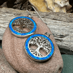 Opal Tree of Life Earrings - Blue Opal
