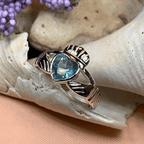 Blue Topaz Claddagh Ring - 4