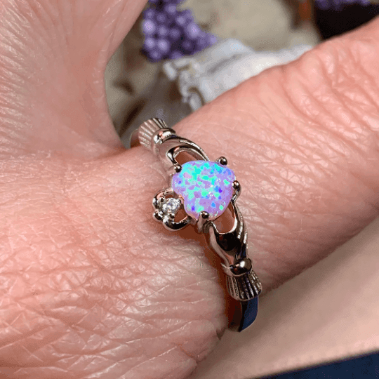 Glencora Claddagh Pink Opal Ring - 4