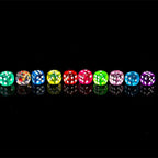 Single-color acrylic rounded transparent 6-sided dice set (10 x D6 dice) + white dots