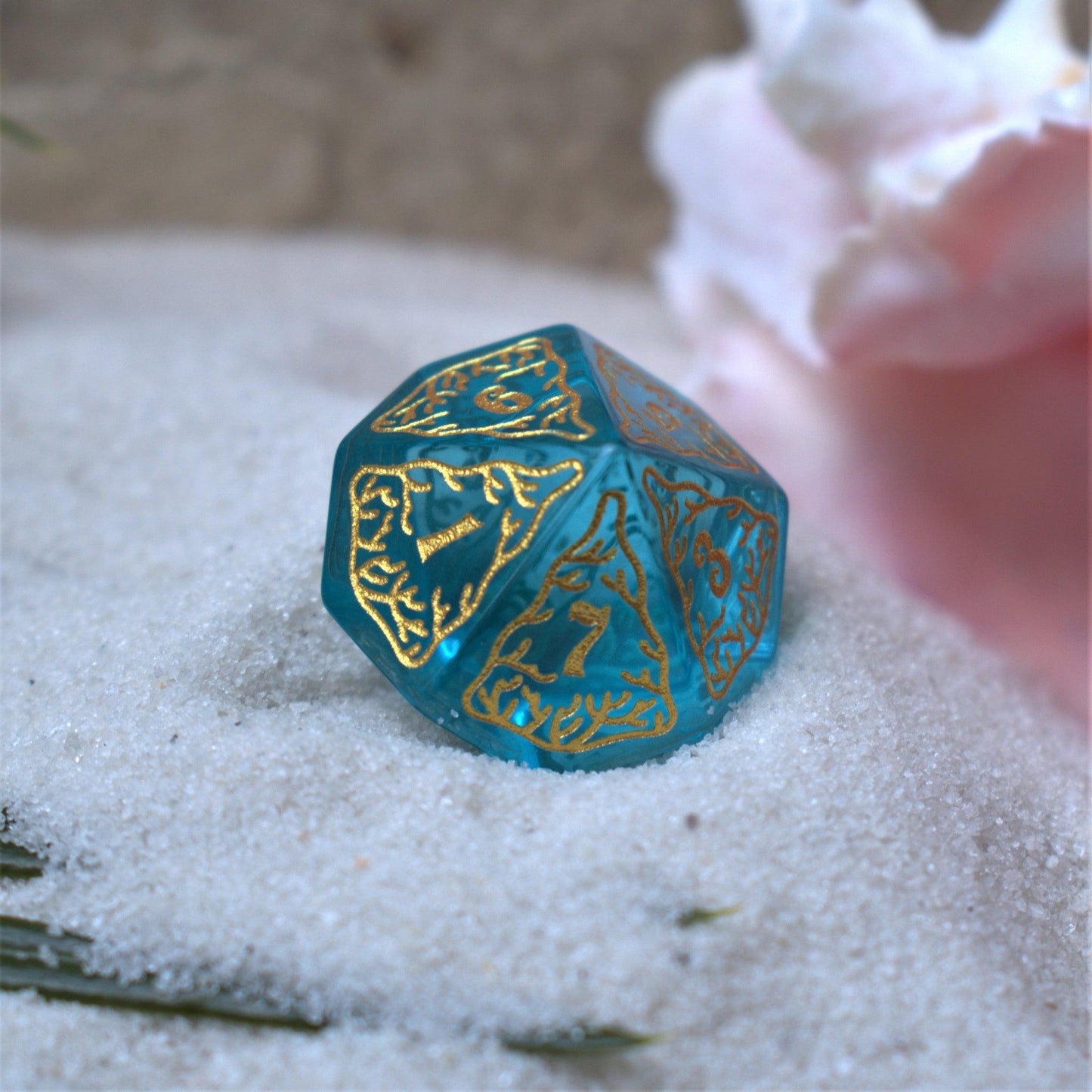 Siren's Song Aqua Blue Glass Dice Set