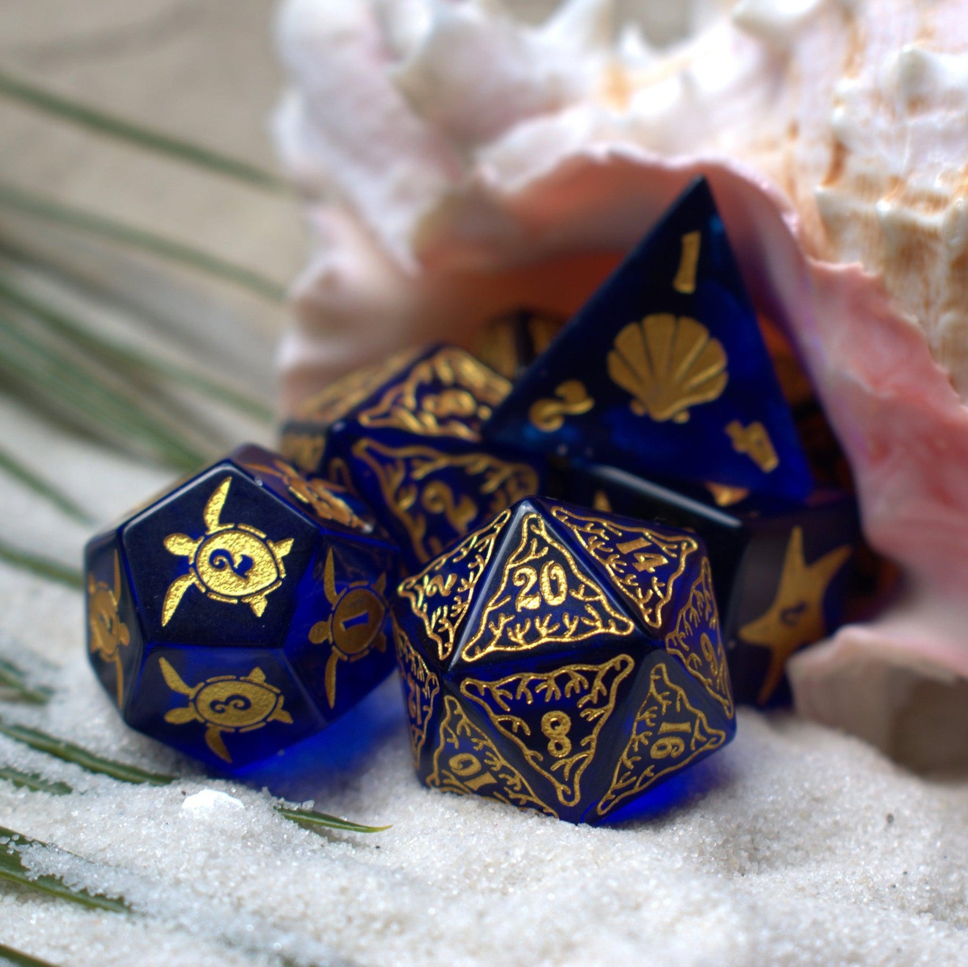 Siren's Song Deep Blue Glass Dice Set