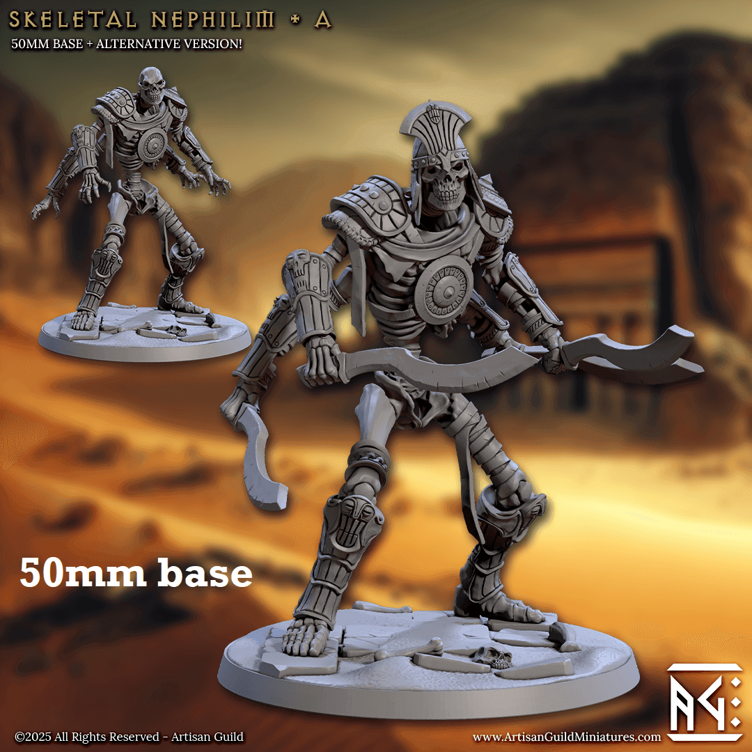 Skeletal Nephilim: Sculpt A (Four-Armed Skeleton Warrior) - With Helmet / All Khopeshes