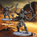 Skeletal Nephilim: Sculpt C (Four-Armed Skeleton Warrior) - With Helmet / 2x Khopeshes + 2x Maces (Arranged As Pictured)