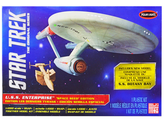 Skill 2 Model Kit Star Trek U.S.S. Enterprise and S.S. Botany Bay "The Original Series" "Space Seed" Edition Snap-Together 1/1000 Scale Model by Polar Lights