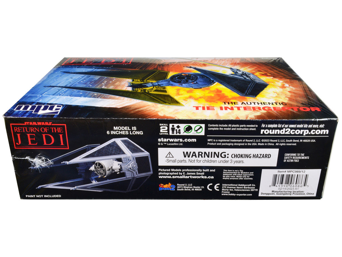 Skill 2 Model Kit Tie Interceptor Spacecraft "Star Wars: Return of the Jedi" (1983) Movie 1/48 Scale Model by MPC