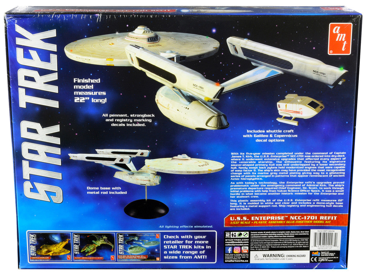 Skill 2 Model Kit U.S.S. Enterprise NCC-1701 Refit Starship "Star Trek" 1/537 Scale Model by AMT