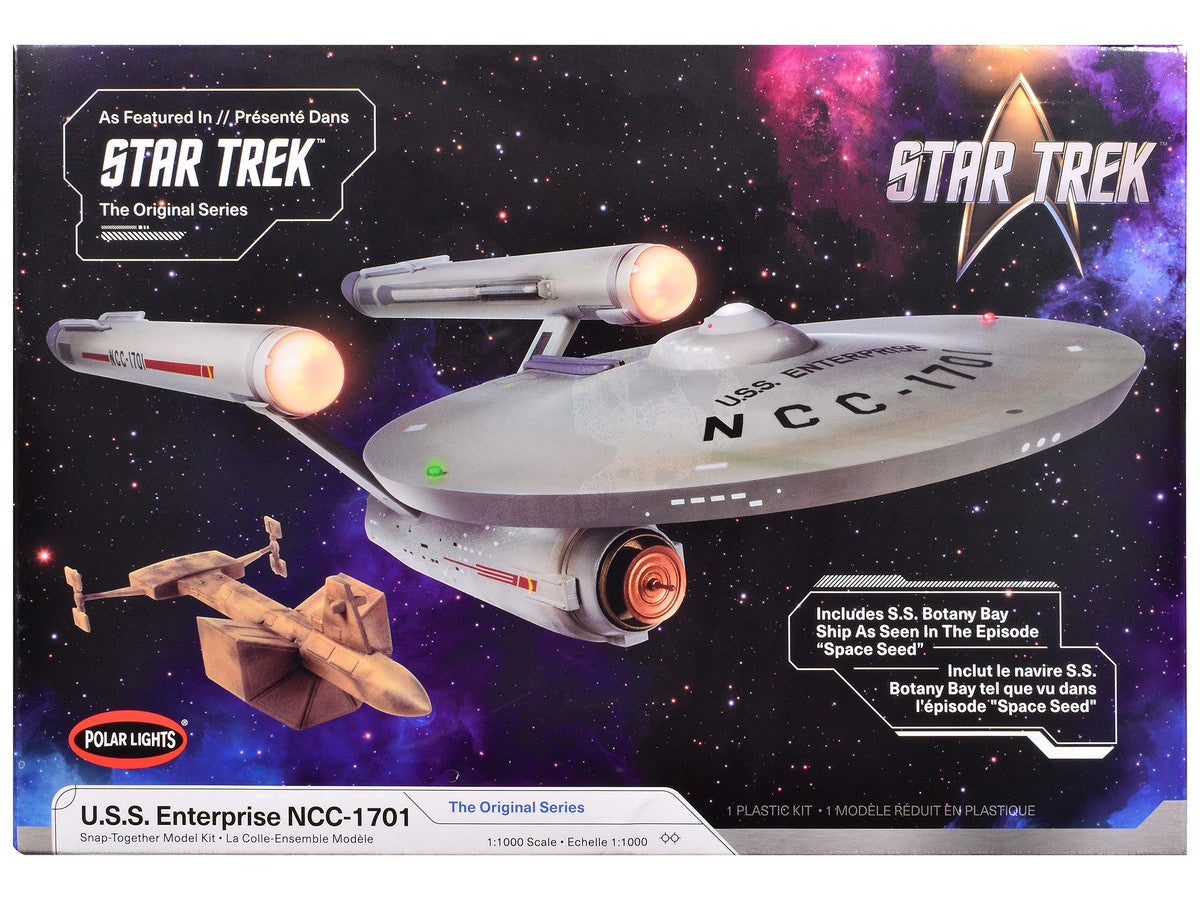 Skill 2 Model Kit U.S.S. Enterprise NCC-1701 Spaceship "Star Trek" (1966) TV Series 1/1000 Scale Model by Polar Lights