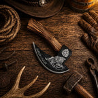 Skull Etched Pizza Cutter Axe – Medieval Carbon Steel Pizza Axe